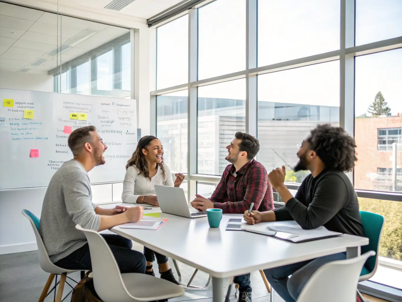 A diverse group of professionals participating in a leadership workshop, engaging in team-building activities and discussions, fostering a sense of collaboration and growth.